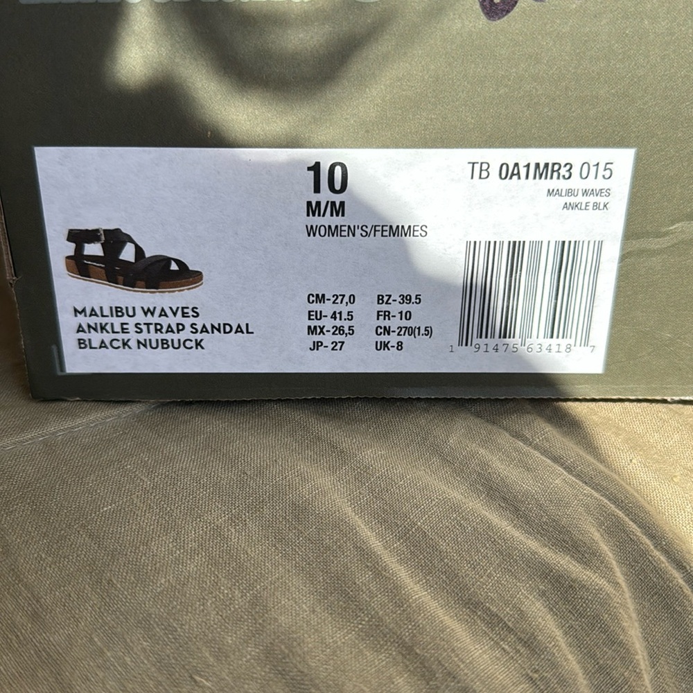 Timberland Malibu Waves Ankle Strap Sandal Black Nubuck size 10 - Picture 2 of 4